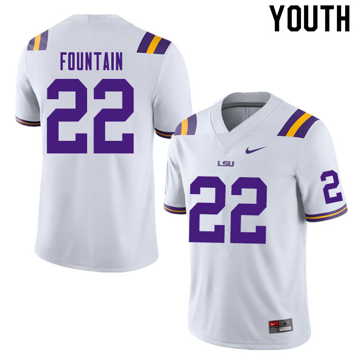 Youth #22 Zaven Fountain LSU Tigers College Football Jerseys Sale-White - Click Image to Close